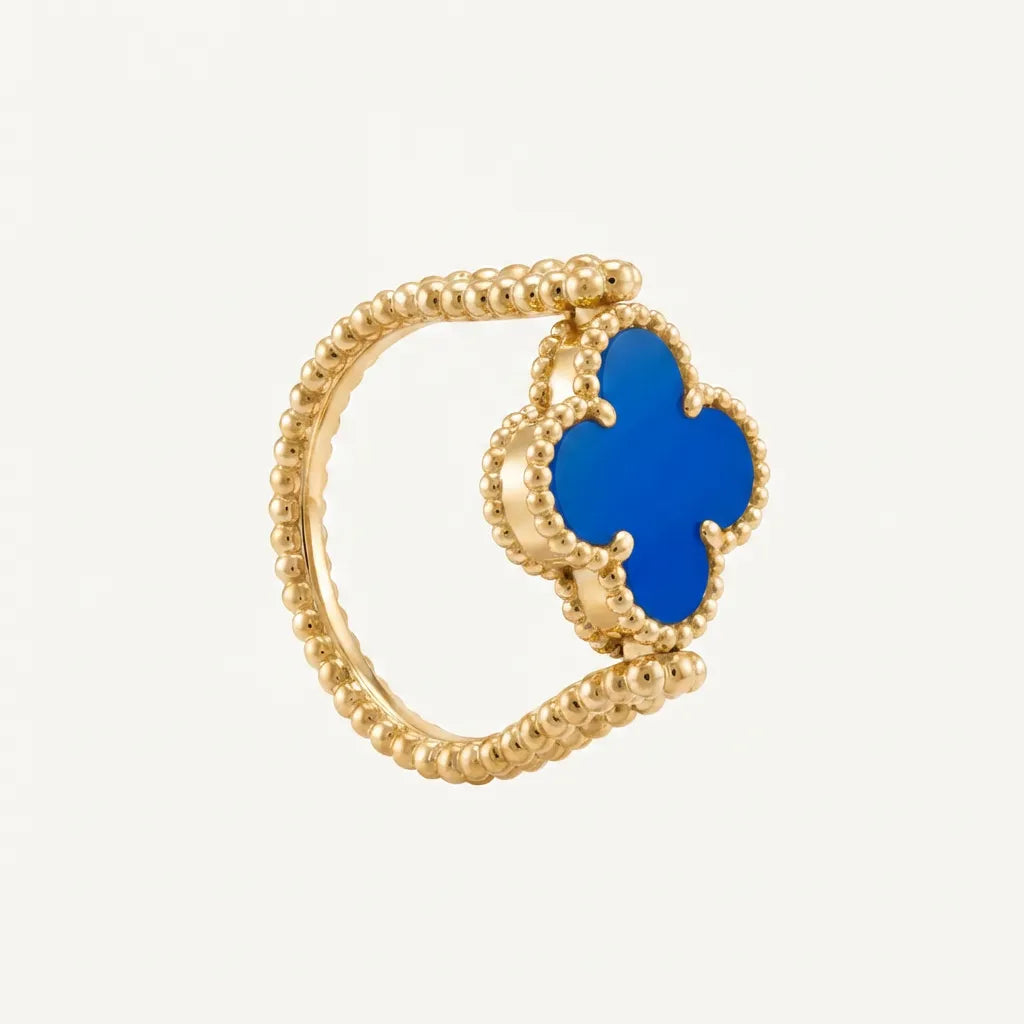 Alhambra Blue Clover Beaded Ring