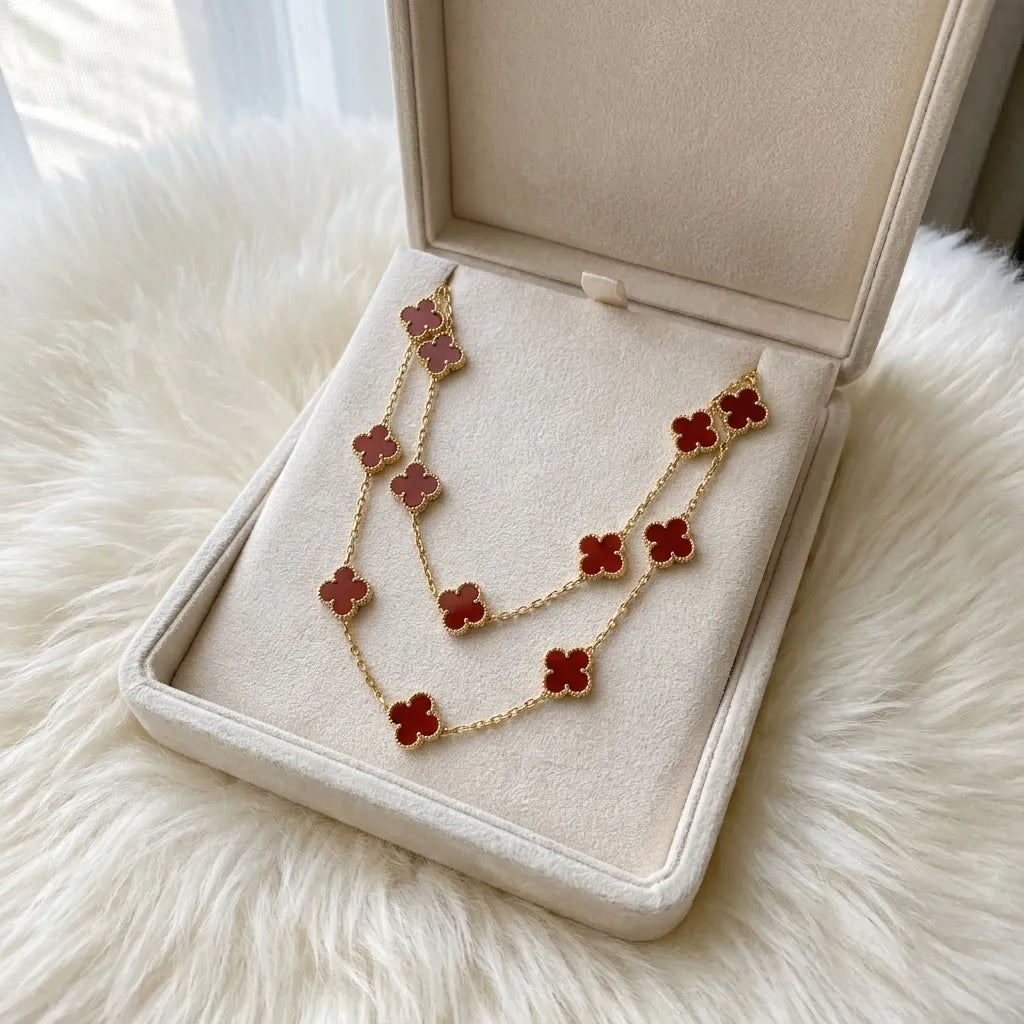 Alhambra Scarlet Layered Chain Necklace