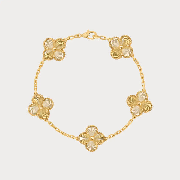 Alhambra Style Fluted Clover Chain Bracelet