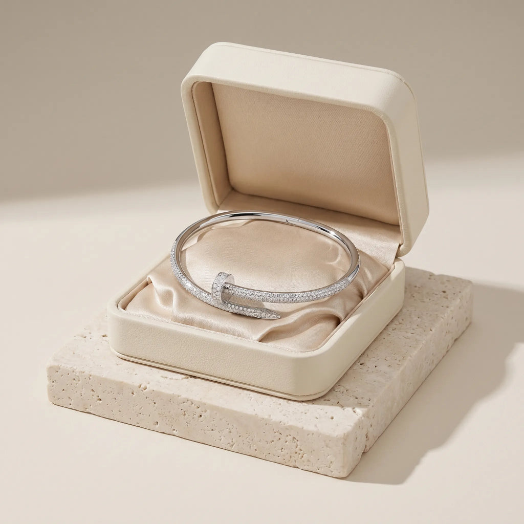 Full Pave Nail Open Bangle Bracelet