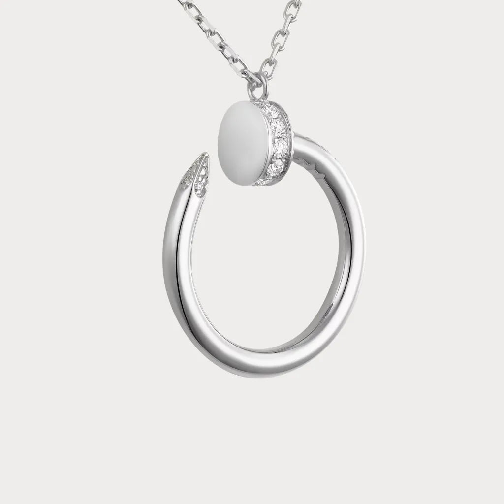 Juste Un Clou Pave Nail Hoop Necklace