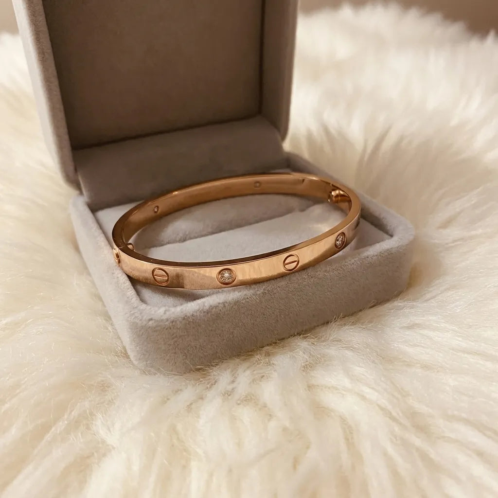 Love Bezel Detail Bangle Bracelet