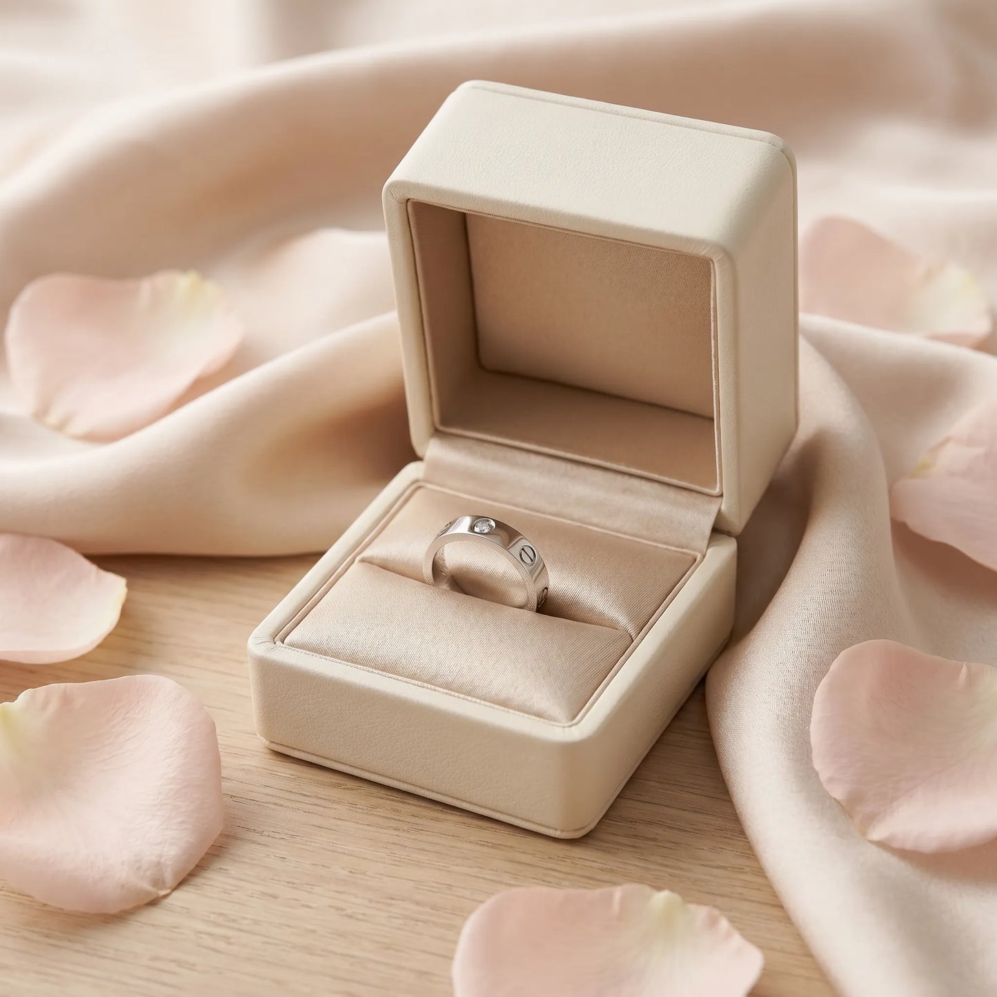 Love Round Stone Screw Band Ring