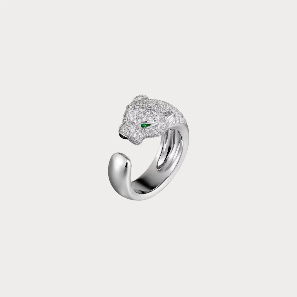 Panther Motif Pave Open Ring