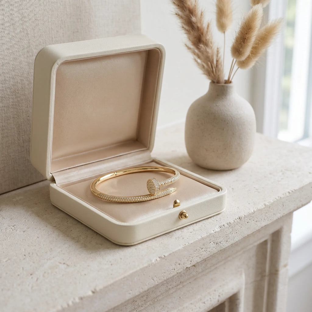 Pave Nail Tip Open Bangle Bracelet