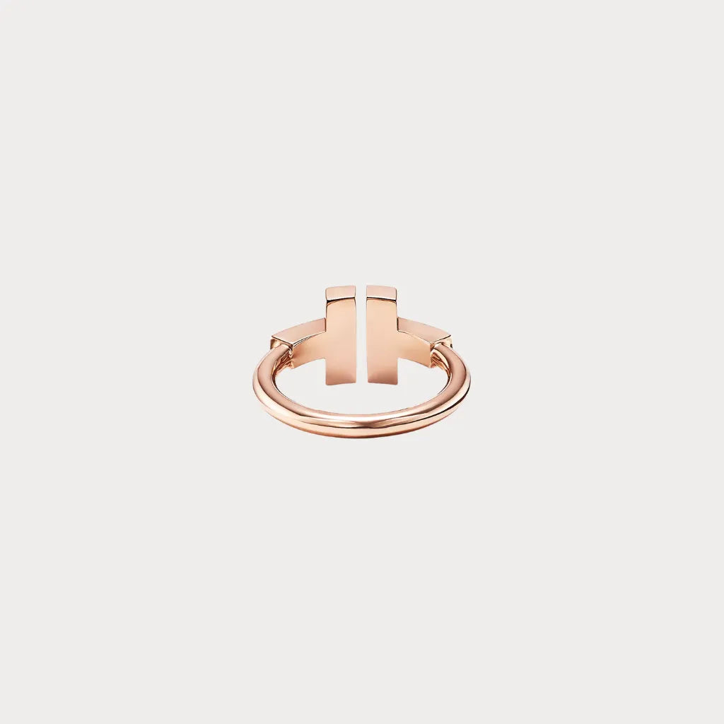 T Motif Double Band Open Ring