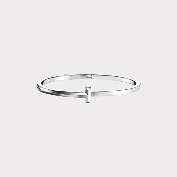 T Narrow White Slim Bangle Bracelet
