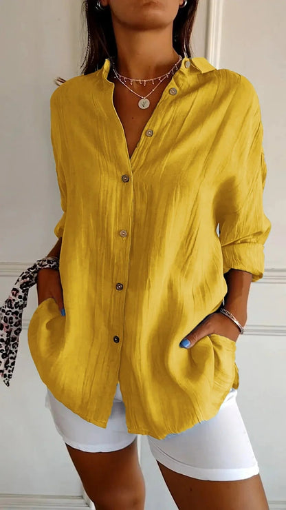 Single-breasted Pleated Lapel Shirt