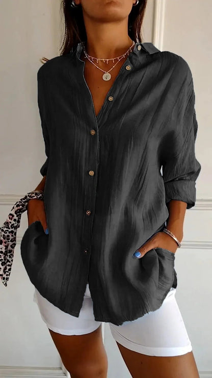 Single-breasted Pleated Lapel Shirt