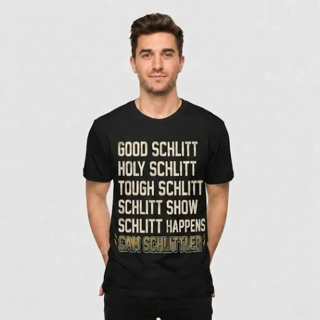 4th & Zuri - Good Schlitt Holy Schlitt Cam Schlittler T-Shirt – Unisex – Black
