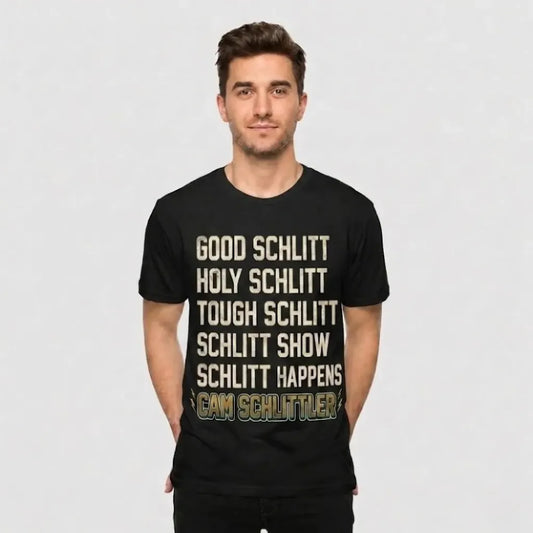 4th & Zuri - Good Schlitt Holy Schlitt Cam Schlittler T-Shirt – Unisex – Black