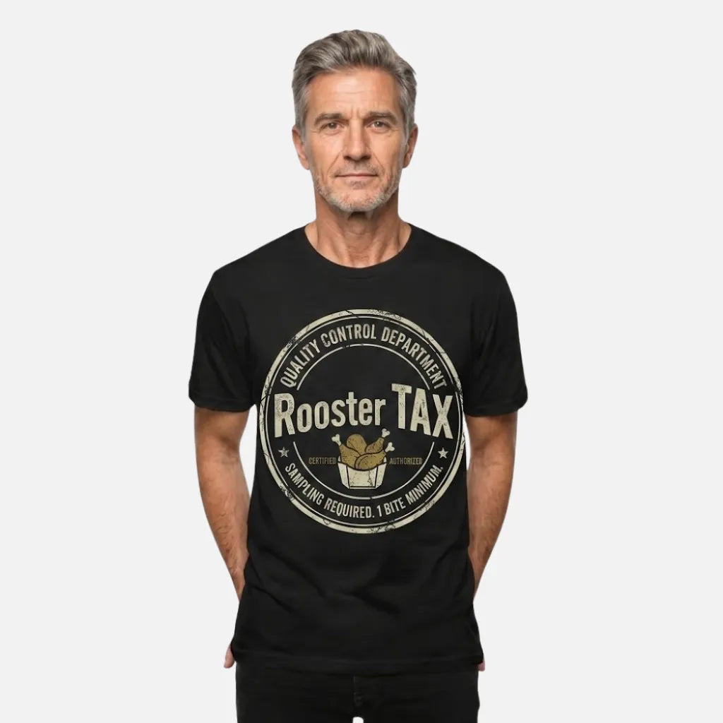 4th & Zuri - Rooster Tax Quality Control Department T-Shirt – Unisex – Black