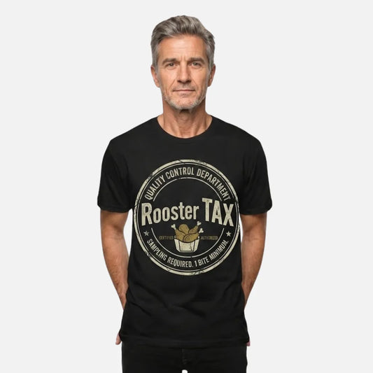 4th & Zuri - Rooster Tax Quality Control Department T-Shirt – Unisex – Black