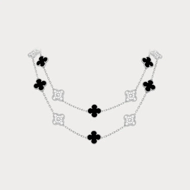 Alhambra Black Pave Long Clover Necklace