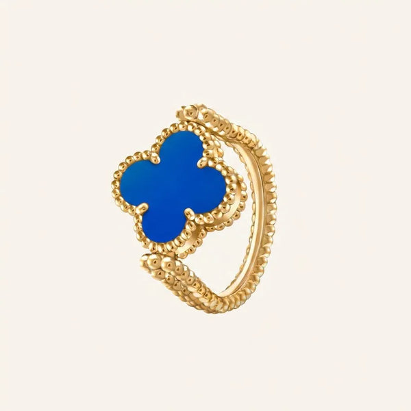 Alhambra Blue Clover Beaded Ring