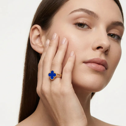 Alhambra Blue Clover Beaded Ring