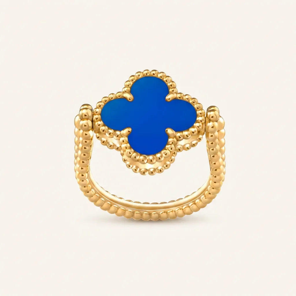 Alhambra Blue Clover Beaded Ring
