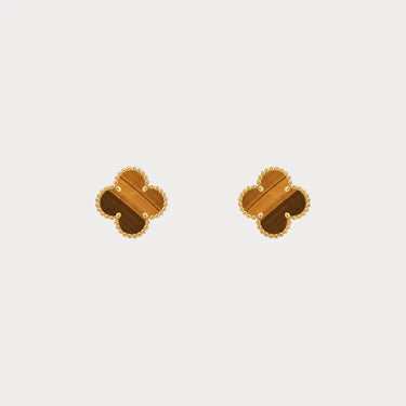 Alhambra Brown Inlay Clover Stud Earrings