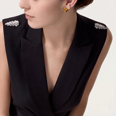 Alhambra Brown Inlay Clover Stud Earrings