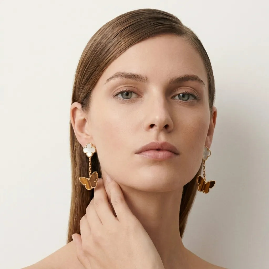 Alhambra Butterfly Chain Drop Earrings
