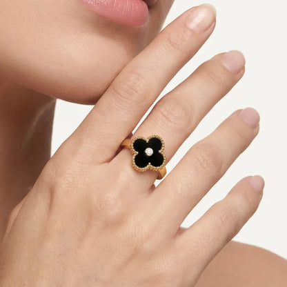 Alhambra Clover Beaded Stone Ring