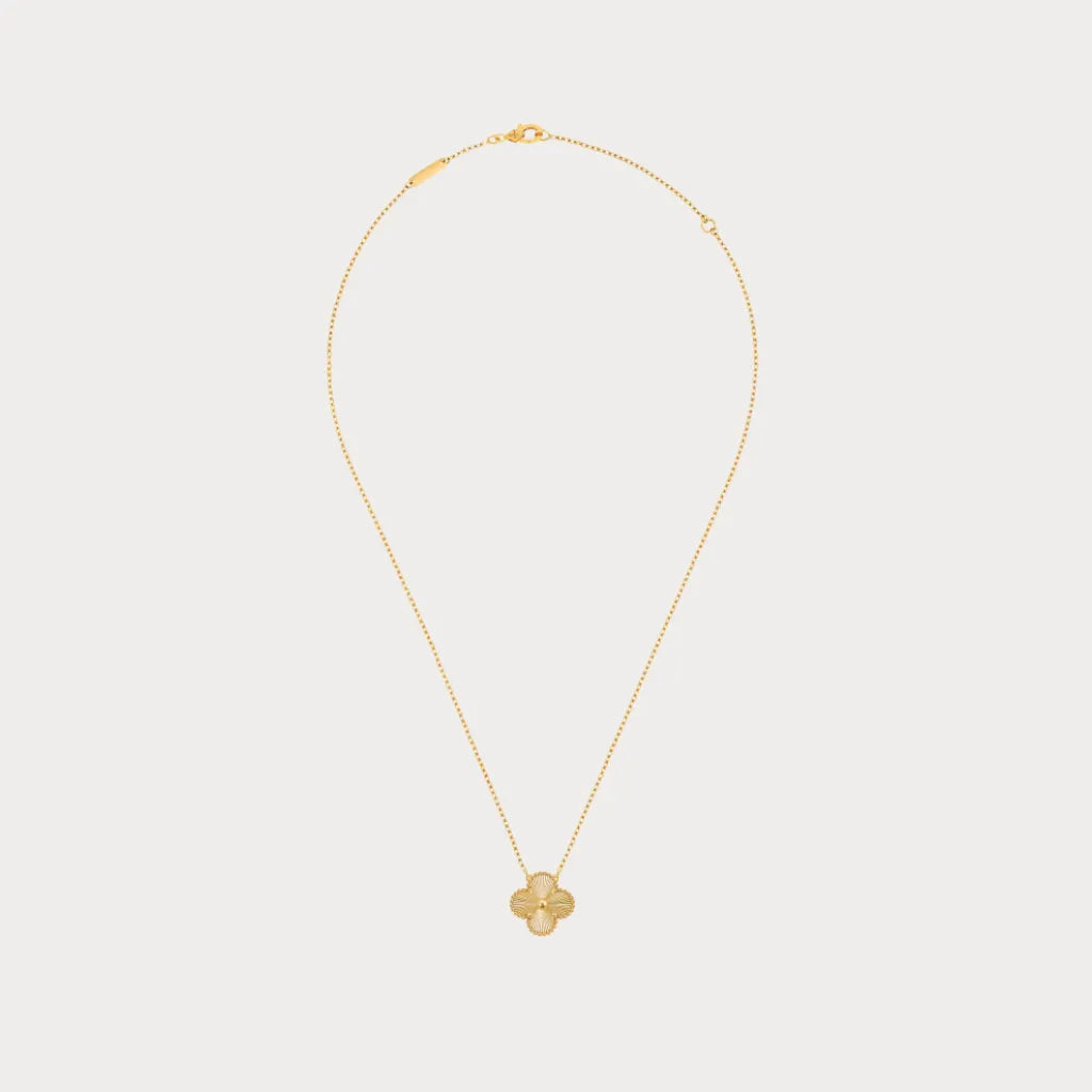 Alhambra Engraved Clover Pendant Necklace