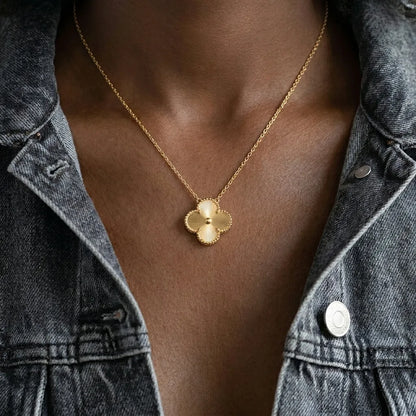 Alhambra Engraved Clover Pendant Necklace
