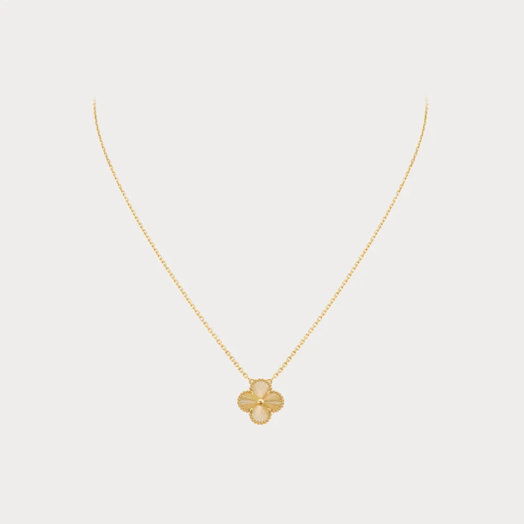 Alhambra Engraved Clover Pendant Necklace