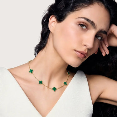 Alhambra Green Inlay Clover Station Necklace