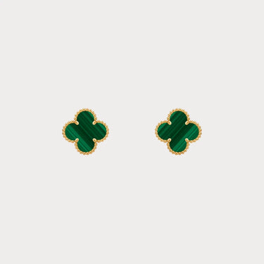 Alhambra Green Inlay Clover Stud Earrings