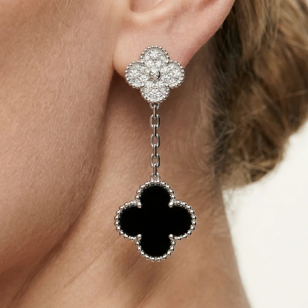 Alhambra Pavé Charm Drop Earrings