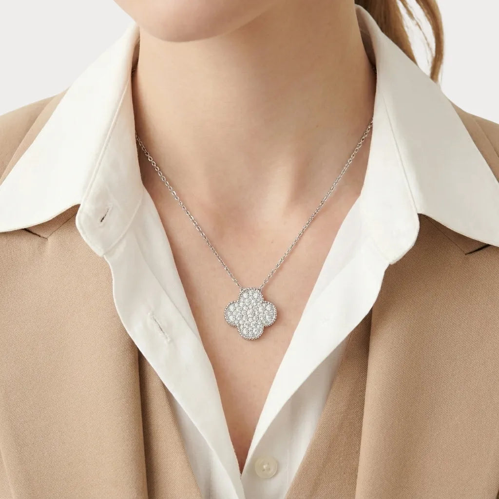 Alhambra Pavé Clover Pendant Necklace