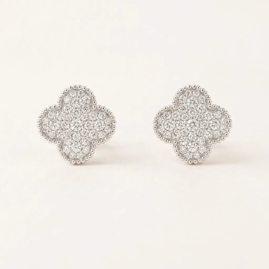 Alhambra Pavé Clover Stud Earrings