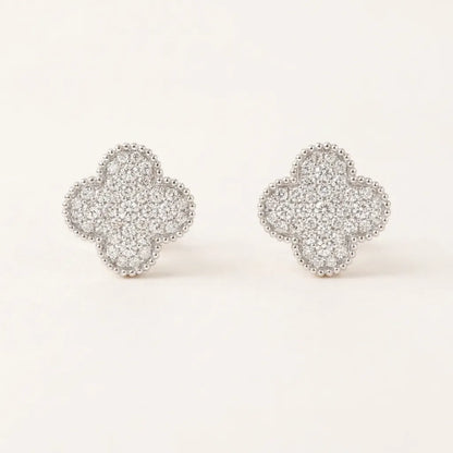 Alhambra Pavé Clover Stud Earrings