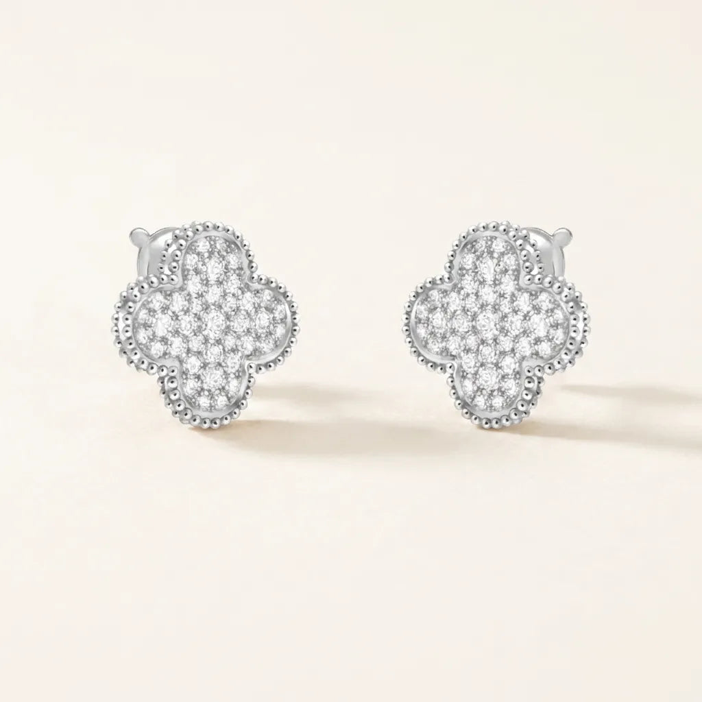 Alhambra Pavé Clover Stud Earrings