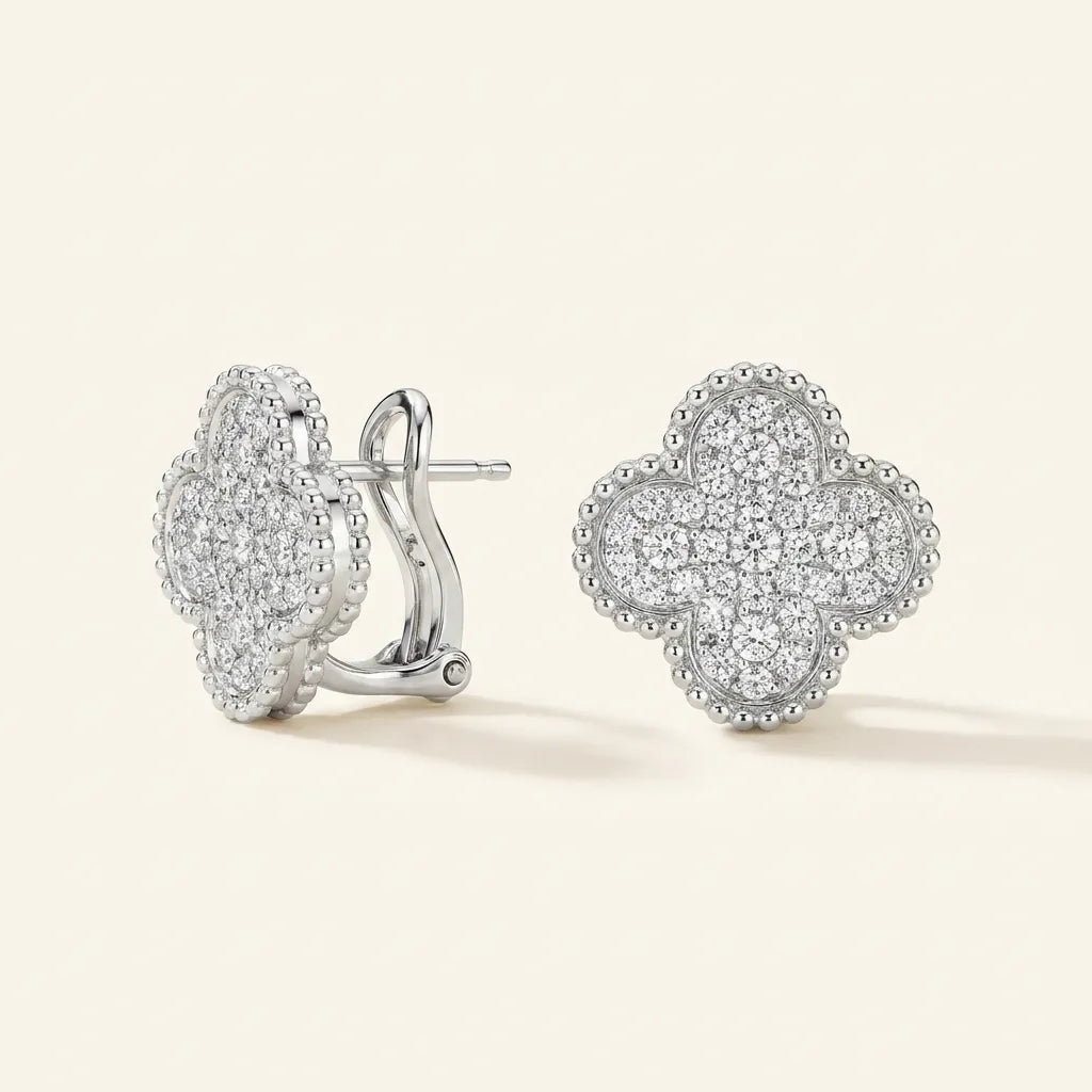 Alhambra Pavé Clover Stud Earrings