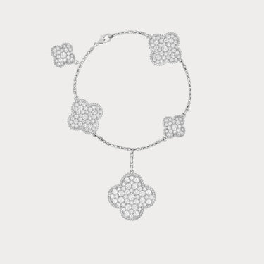 Alhambra Pave Four-Leaf Clover Bracelet