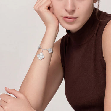 Alhambra Pave Four-Leaf Clover Bracelet