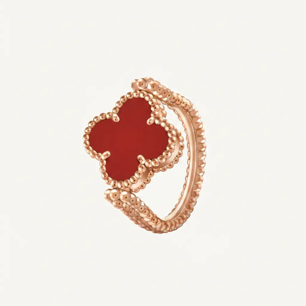 Alhambra Red Clover Beaded Ring