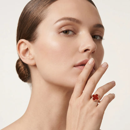 Alhambra Red Clover Beaded Ring