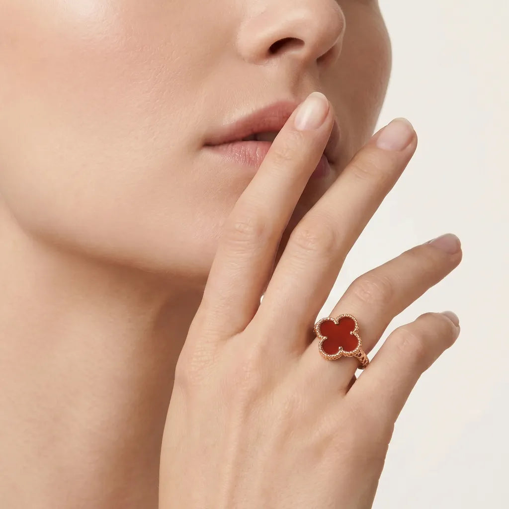 Alhambra Red Clover Beaded Ring
