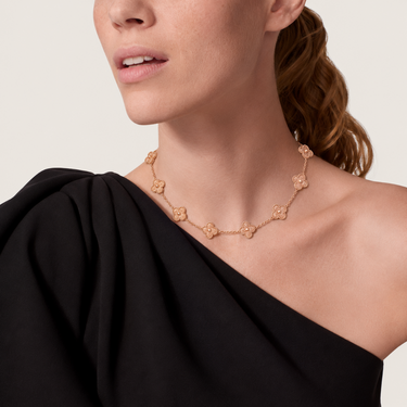 Alhambra Rose Relief Clover Station Necklace