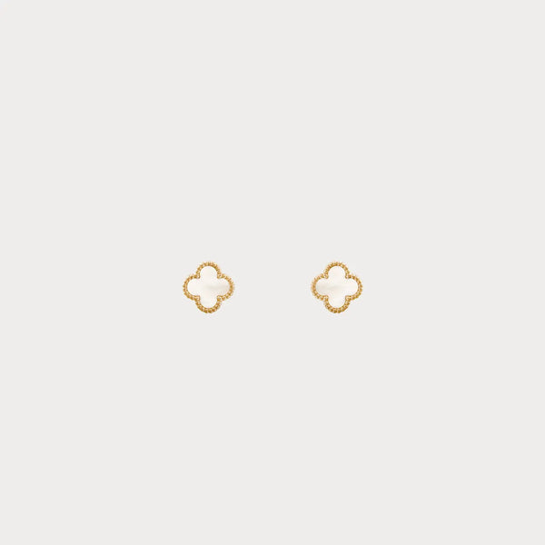 Alhambra Small White Inlay Clover Stud Earrings