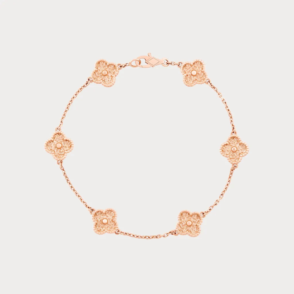 Alhambra Style Beaded Clover Chain Bracelet