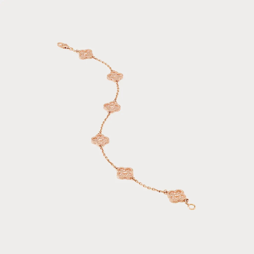 Alhambra Style Beaded Clover Chain Bracelet