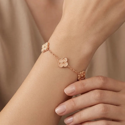 Alhambra Style Beaded Clover Chain Bracelet
