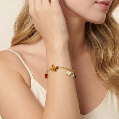 Alhambra Style Butterfly Charm Bracelet