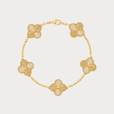Alhambra Style Fluted Clover Chain Bracelet