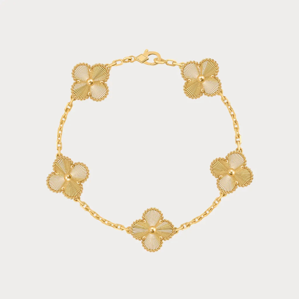 Alhambra Style Fluted Clover Chain Bracelet