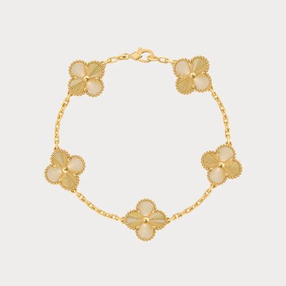 Alhambra Style Fluted Clover Chain Bracelet